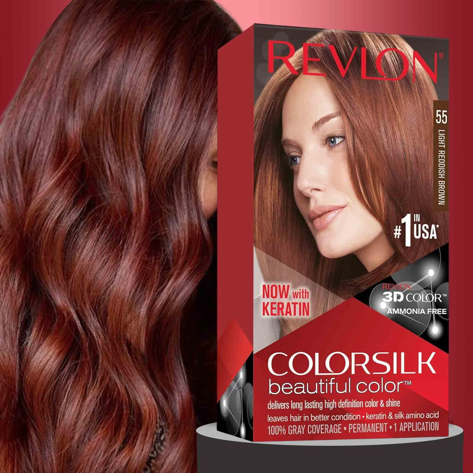 Revlon Colorsilk Beautiful Hair Color 55 Light Reddish Brown