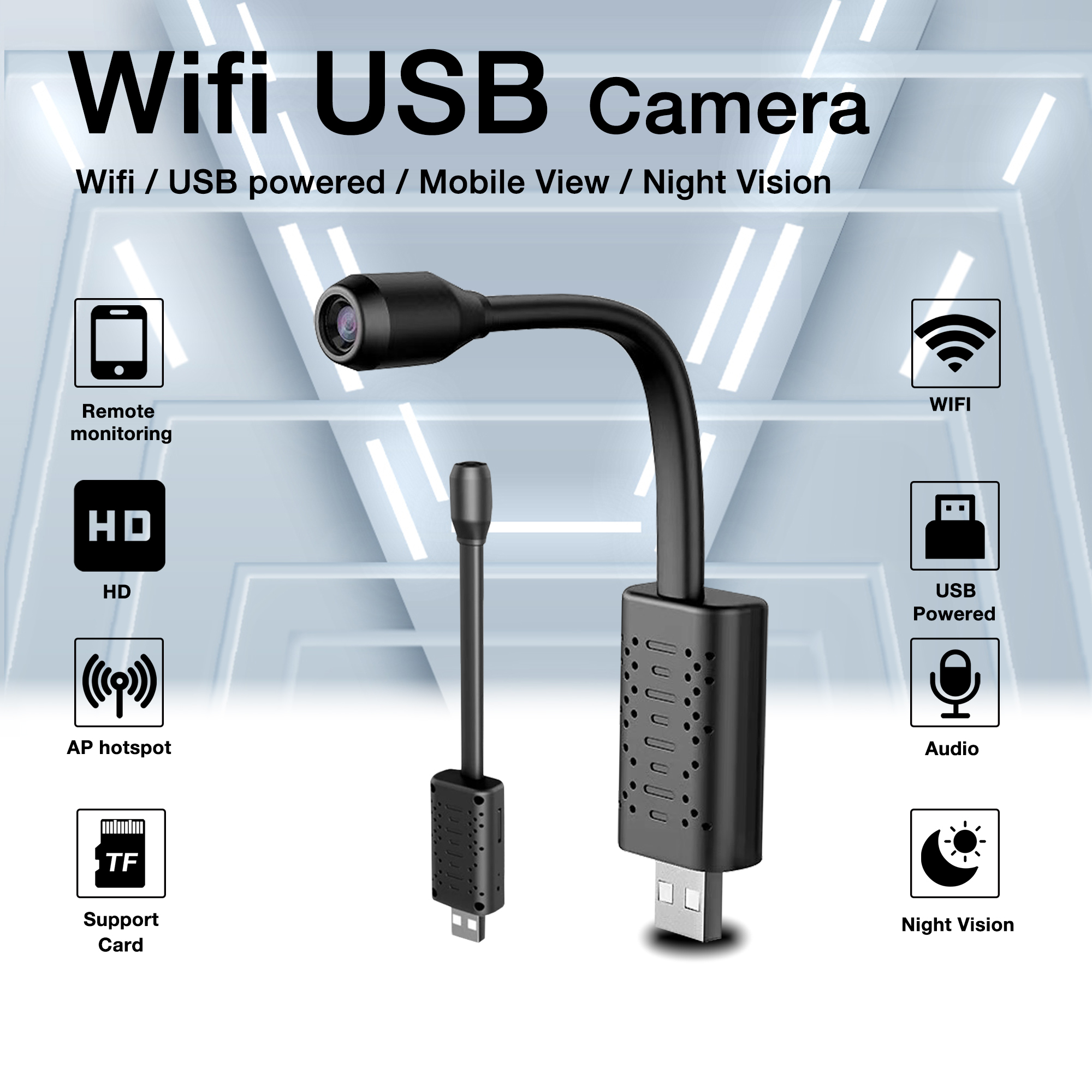 Wifi IP USB V380 Wireless Surveillance Camera HD USB Portable Home Small Portable Camera - Image 2